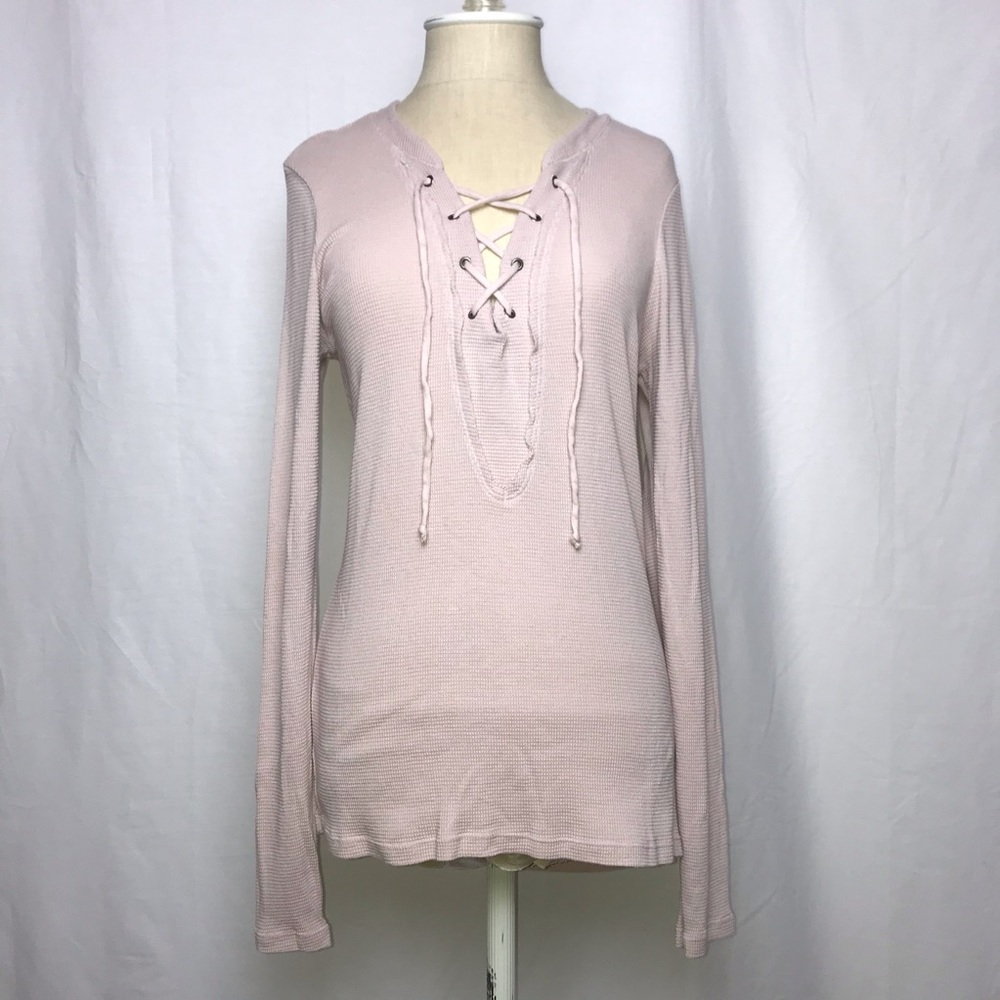Anthropologie | Michael Stars Lace Up V-neck Top